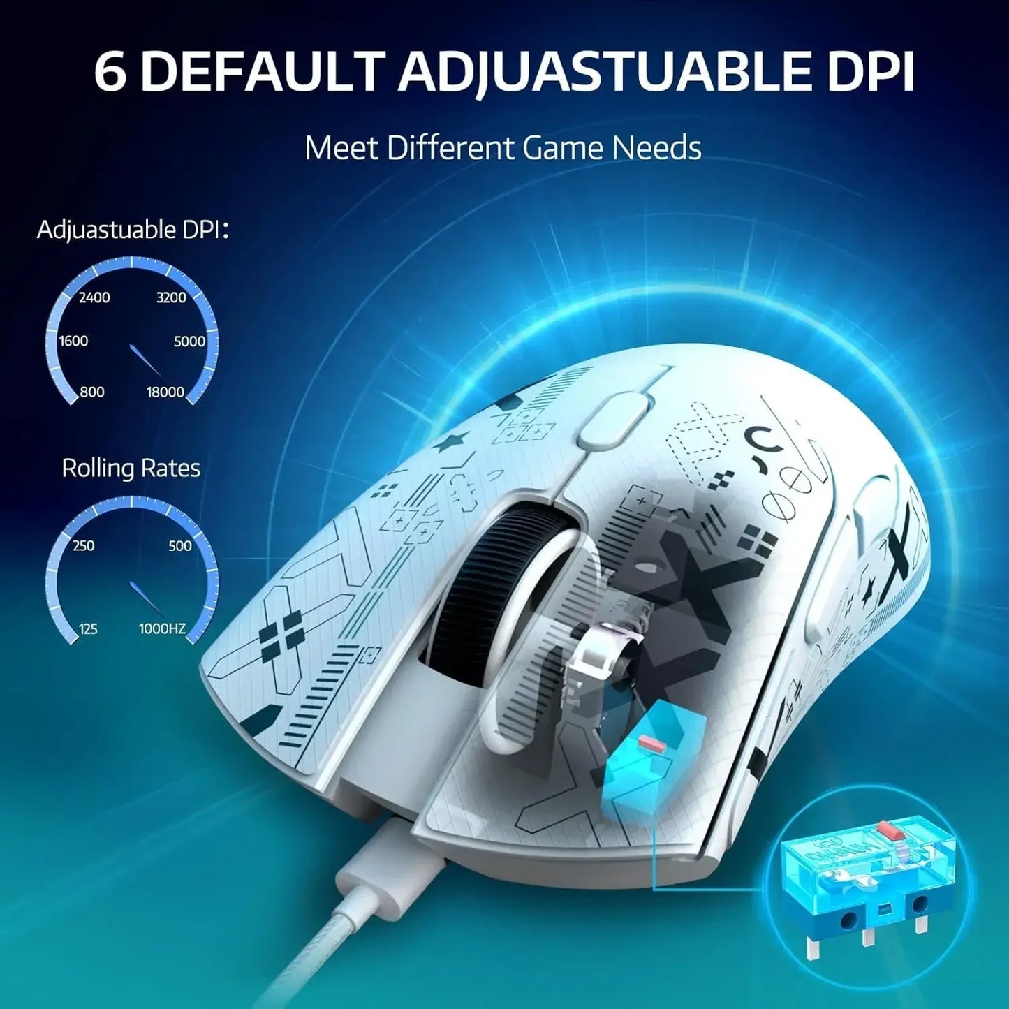 Attack Shark R1 Wireless Gaming Mouse, 55g Ultra-Lightweight Tri-Mode Gaming Mouse, PAW3311 Sensor, 18000 DPI, Bluetooth 5.2, 2.4GHz & USB-C for PC, Mac & Laptop