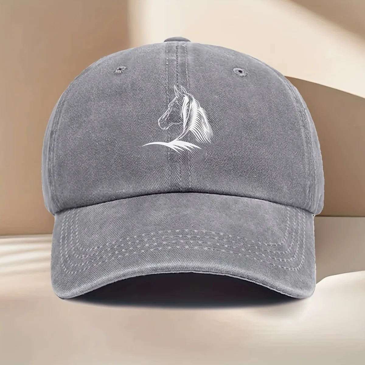 1pc Women's Horse Print Baseball Cap,Elegant Horse Head Design,Durable Textile Fabric,All-Season Casual Hat,suitable for Travel