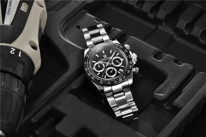 Montre-bracelet pour homme PAGANI DESIGN – Chronographe de luxe, mouvement à quartz MIYOTA VK63, verre saphir, étanche, style sportif