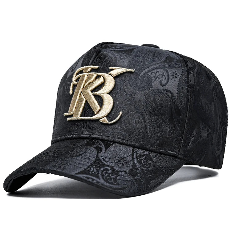2024 Fashion Embroidery High top Baseball Cap Men's cashew print outdoor casual Cap face Trim four seasons