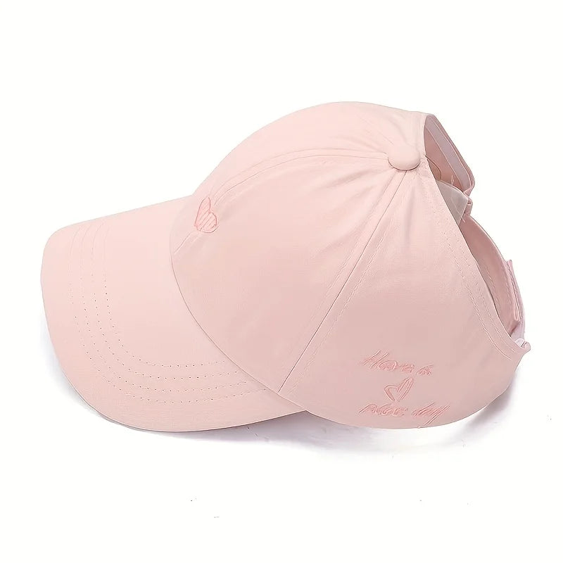 Casquette de baseball d'été respirante pour femme, idéale pour les queues de cheval hautes, sport en plein air, protection solaire anti-UV, réglable, voyage, plage, chapeau haut-de-forme vide