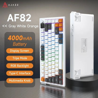 Ajazz AF82 Series 75% Layout Wireless Keyboard with 4000mAh Battery Low Profile Keys Bluetooth Tri-Mode Connectivity  RGB