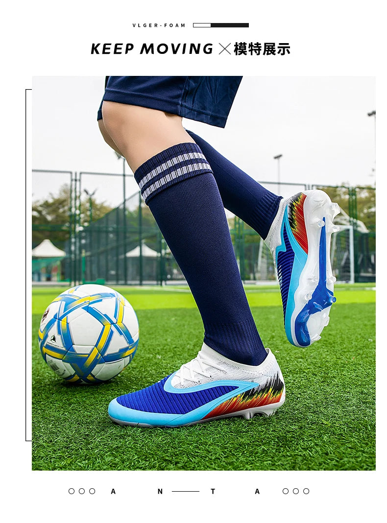 Botas de fútbol para hombre, nuevas, ultraligeras, para entrenamiento al aire libre, dropshipping, zapatillas de fútbol con tacos, clavos largos FG antideslizantes