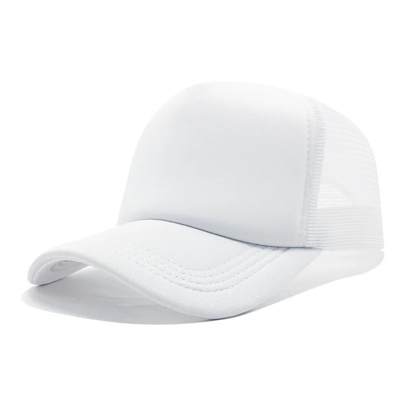 Sponge Mesh Baseball Cap - Unisex Solid Color Trucker Hat Adjustable UV Protection Fashion Breathable Snapback Sun Hat