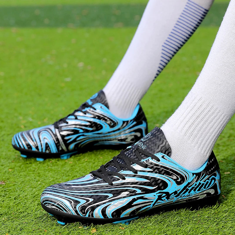 Chaussures de football pour hommes, modèle bas, avec crampons longs FG/TF, chaussures de football pour jeunes, ultra-légères, antidérapantes, pour entraînement sur gazon naturel, chaussures de sport.