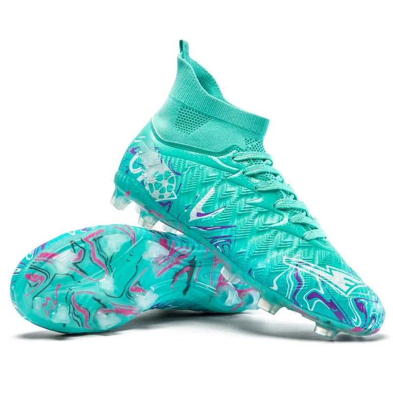 Chaussures de football pour hommes et femmes, crampons antidérapants pour terrain synthétique, baskets de futsal, chaussures de football à crampons pour terrain gazonné, support de cheville, pour l'extérieur