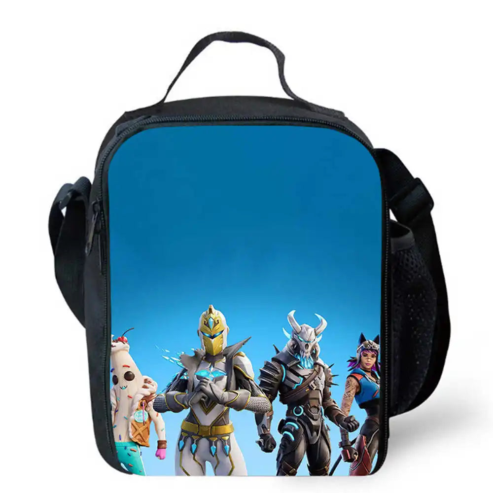 Lunch-Taschen für Kinder, Cartoon-Fortnite-Schul- und Picknicktaschen für Mädchen und Jungen, isolierte Kühltaschen für Kinder, tragbar und leicht
