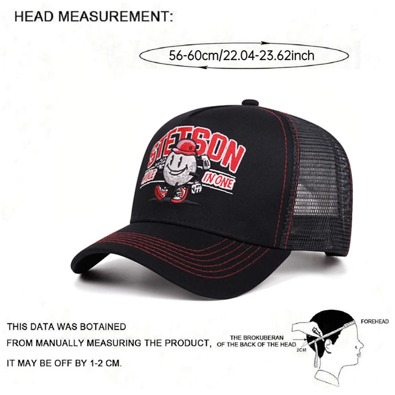 2025 Creative New Mesh Hat STETSON Snowman Truck Hat Outdoor Cycling Sunshade Skateboard Hat Daily Commuting Baseball Hat Unisex