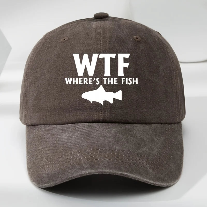 WTF fish print outdoor men's washed baseball cap retro duckbill cap sports casual baseball cap