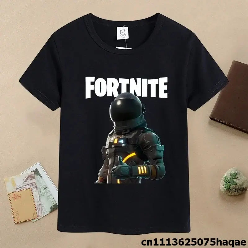 Sommer-Fortnite-Kinder-T-Shirt mit Cartoon-Spielfigur-Print, lässiges Sport-T-Shirt für Jungen, kurzärmelig, Kinderbekleidung