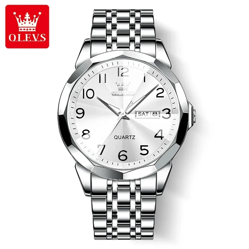 Pánske hodinky OLEVS 9970 – Elegantný model s digitálnym ciferníkom, zobrazením dátumu a dňa, vodotesné, luminiscenčné, quartzové – Originálne luxusné hodinky