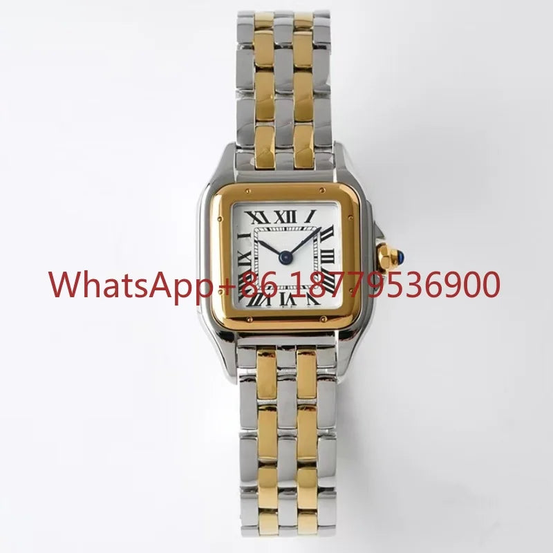 2026 Custom Women Luxury Brand Square Roman Dial Gold And Silver Women's Steel With Diamond Case Quartz Movement Watches