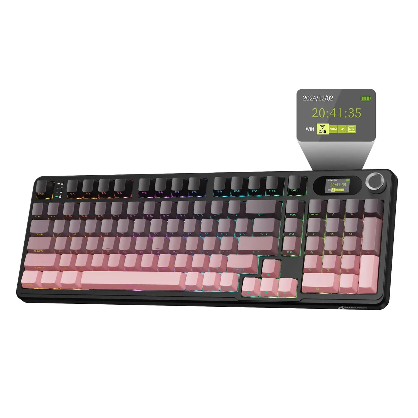ATTACK SHARK X98PRO Wireless Mechanical Keyboard, Gasket Hot Swappable, PBT Keycaps, LED matrix screen,4000mAh