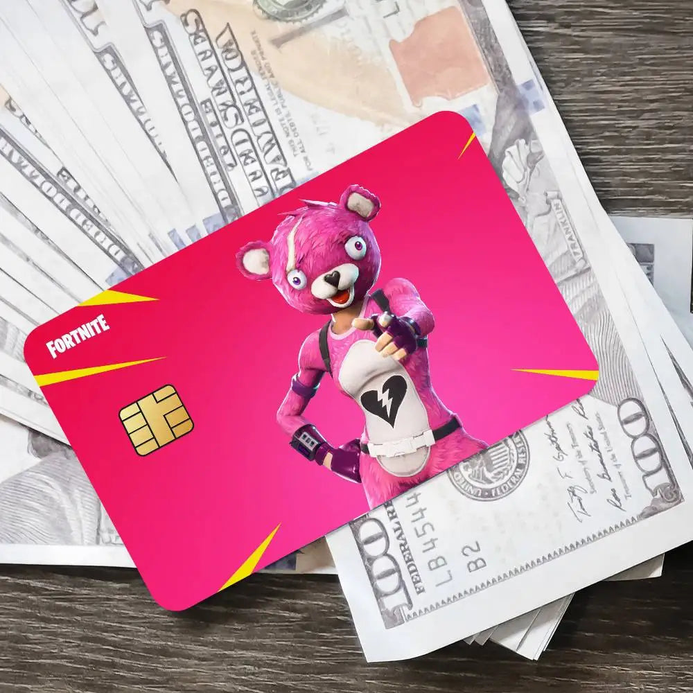 Cuddle Team Leader Fortnite Game Card Stickers for Bank Access Protective Waterproof Film Cover Sticker Surprise Gift