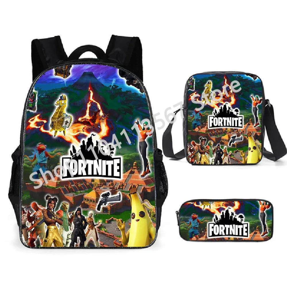 3Pcs/Sets Fortnite School Bags for Boys Girls Cartoon Battle Royale Game Book Bags Sets Games Backpacks School Gifts