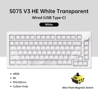 Akko 5075 V3 HE Magnetic Keyboard 75%  Custom Mechanical Gaming Keyboard Rapid Trigger 0.005mm 8K Polling Rate ARGB