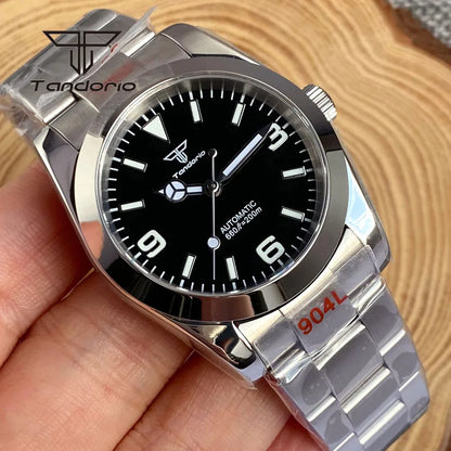 Tandorio Men's Automatic Watch Mechanical Miyota 8215/PT5000 Movt Sapphire Glass 36mm/39mm Explorer Style Wristwatch Luminous