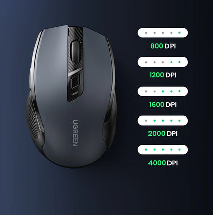 UGREEN Wireless Ergonomic Mouse 4000 DPI Silent 2.4GHz 6-Button Mouse for Laptop, MacBook, PC & Tablet