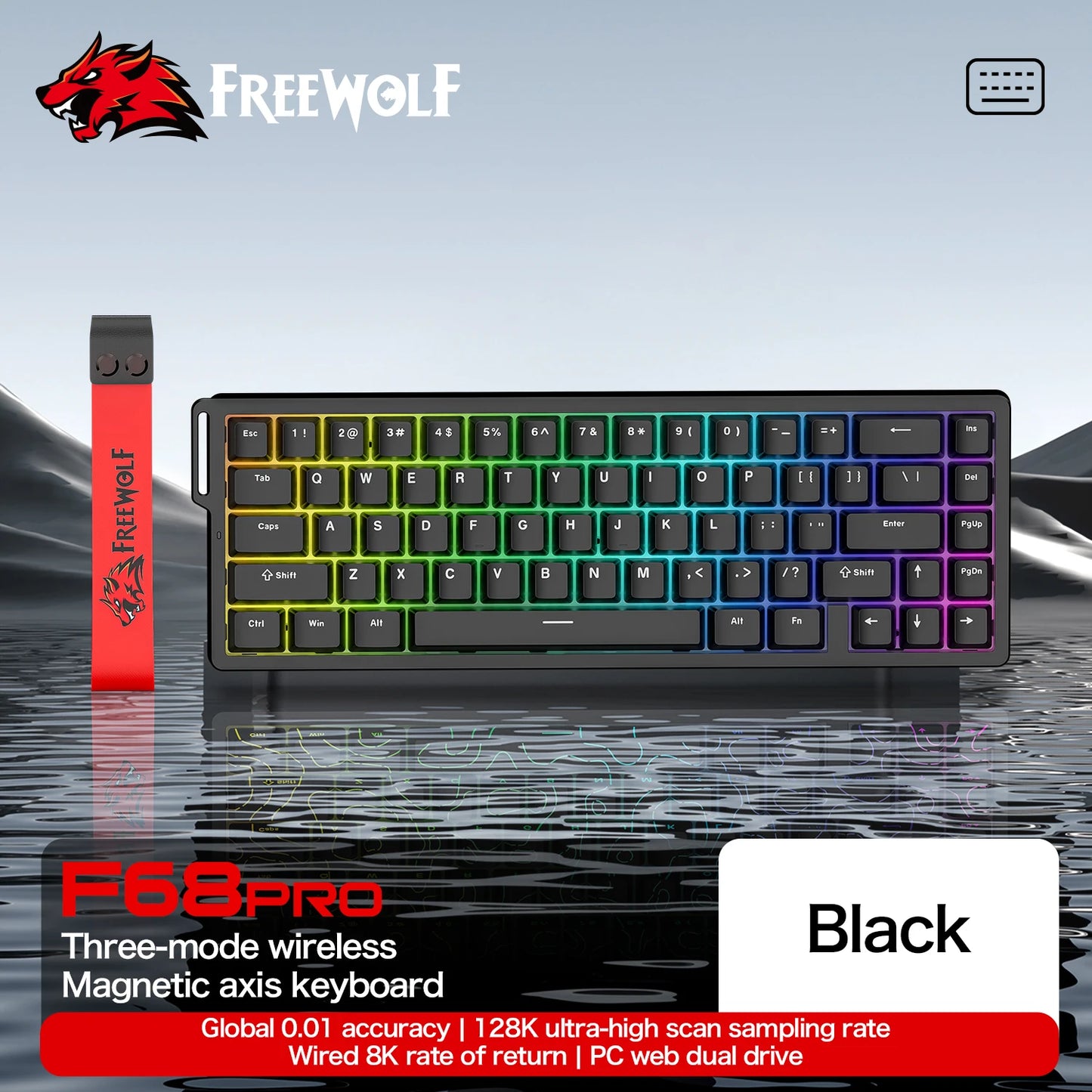 Teclado gaming magnético ATTACK SHARK X68HE X68PRO HE e FREEWOLF F68 com fios F68Pro sem fios para gaming profissional 0.01mm Rapid Trigg