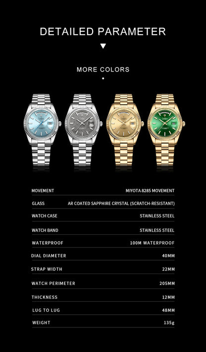 CADISEN DD40 Men's Watches Luxury Automatic Watch Men AR Sapphire Glass Mechanical Wristwatch Men 10Bar MIYOTA 8285 Movement 2023 New