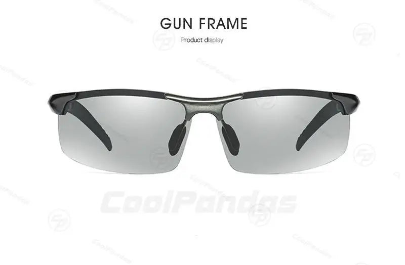 CoolPandas Photochromic Sunglasses Men Polarized Rimless Outdoor Sport Driving Glasses Day Night Chamelon Goggle zonnebril heren