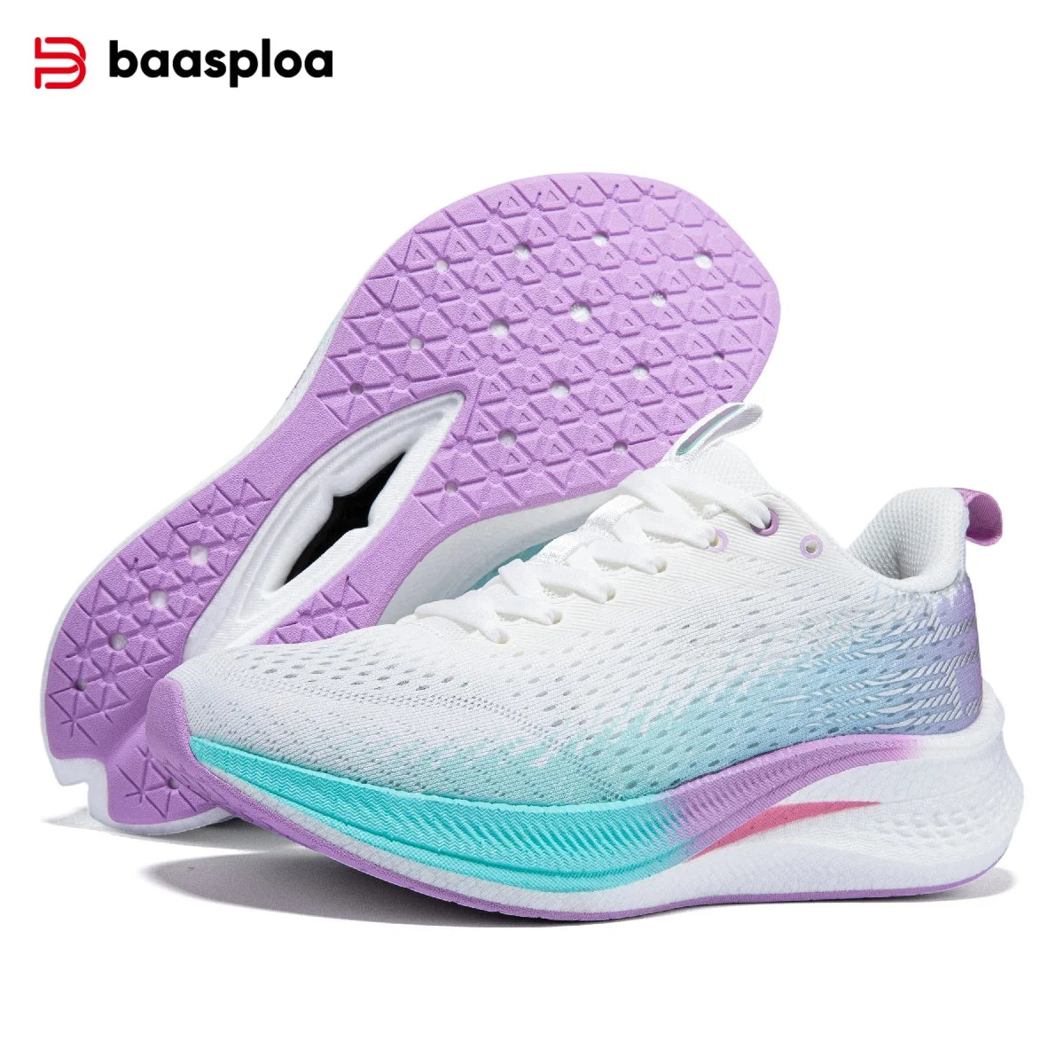 Baasploa Damen-Laufschuhe für Profis, Outdoor, Carbon-Platte, rutschfeste Sportschuhe, Damen-Freizeitschuhe, atmungsaktive Jogging-Sneaker