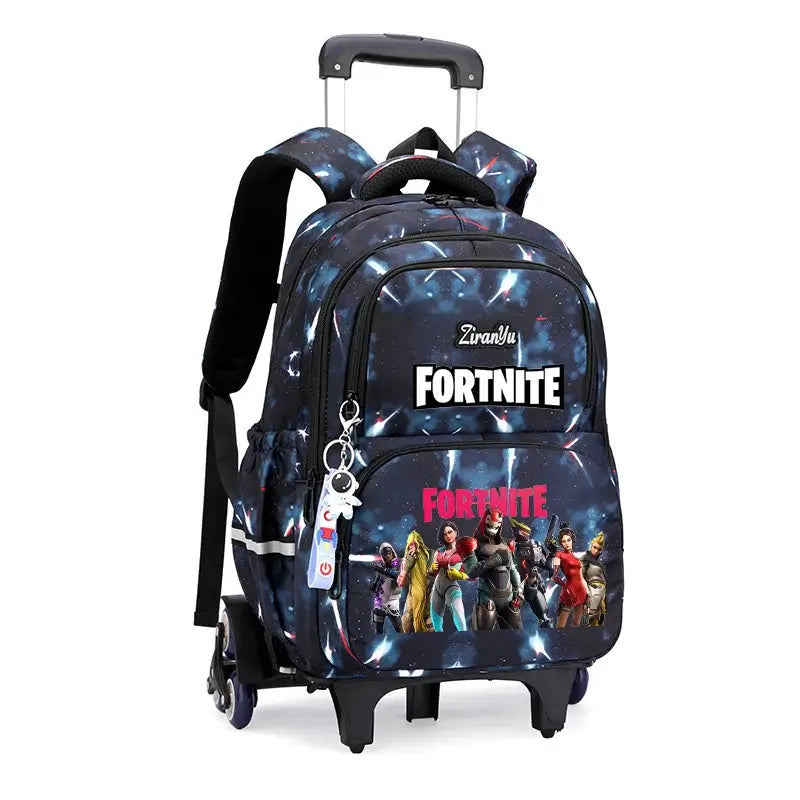 Fortnite Trolley Bag Easy Stair Climbing Anime Waterproof Wheeled Backpack Large Capacity Student Schoolbag Casual Travel Bag
