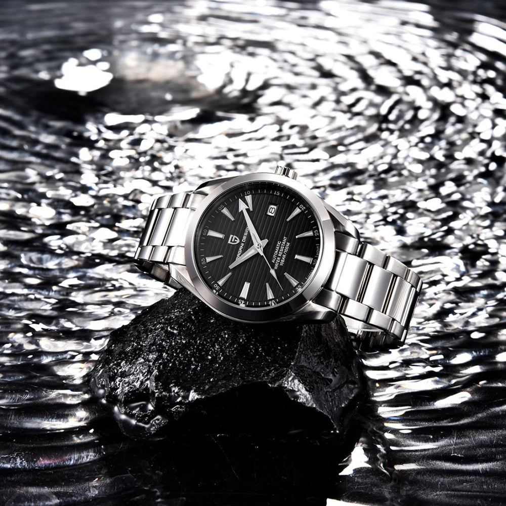 PAGANI DESIGN luxury men’s watch – Mechanical automatic model (calibre 8215), stainless steel, water-resistant, with date display and luminescent hands