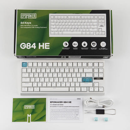 EPOMAKER G84 HE 75% ANSI US Layout Wired/BT/2.4Ghz Wireless Hall Effect Magnetic Mechanical Keyboard with DKS & SOCD Support