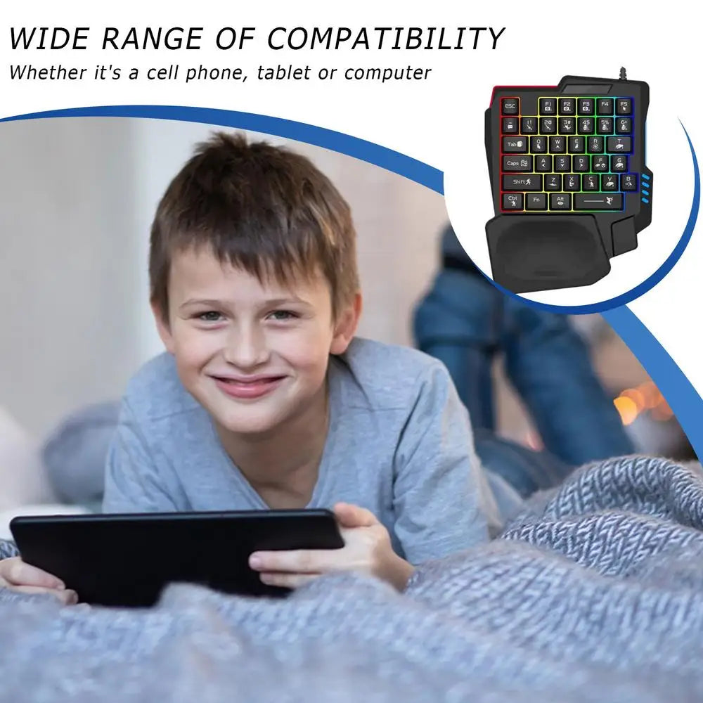 35 key Gaming Keyboard Single Hand Usb Wired One Handedly RGB Backlight Mini Keyboard for Gamer Laptop Desktop PC