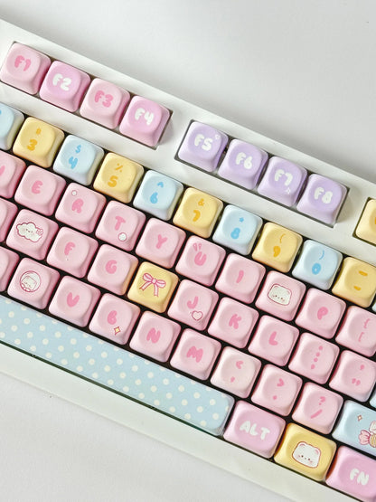 MOA Keycaps PBT Cute Candy Bear 131 Keys Small Full Set for 60/64/84/98/108 Gaming Mechanical Keyboard MX Switch