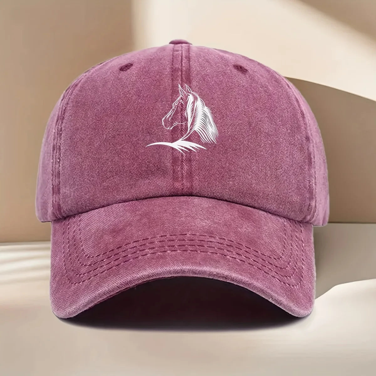 1pc Women's Horse Print Baseball Cap,Elegant Horse Head Design,Durable Textile Fabric,All-Season Casual Hat,suitable for Travel