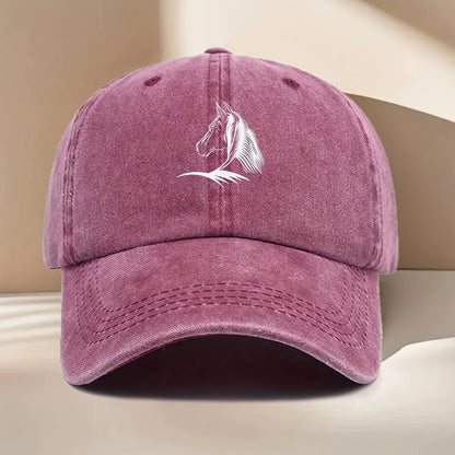 1pc Women's Horse Print Baseball Cap,Elegant Horse Head Design,Durable Textile Fabric,All-Season Casual Hat,suitable for Travel