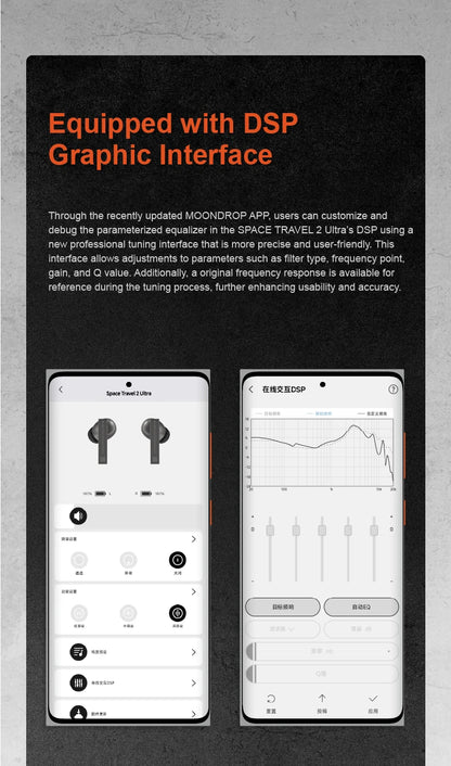 MOONDROP Space Travel 2 ULTRA TWS Bluetooth Earphones with ANC, LDAC Hi-Res Audio, Bluetooth 6.0, 55ms Low Latency Gaming Earbuds