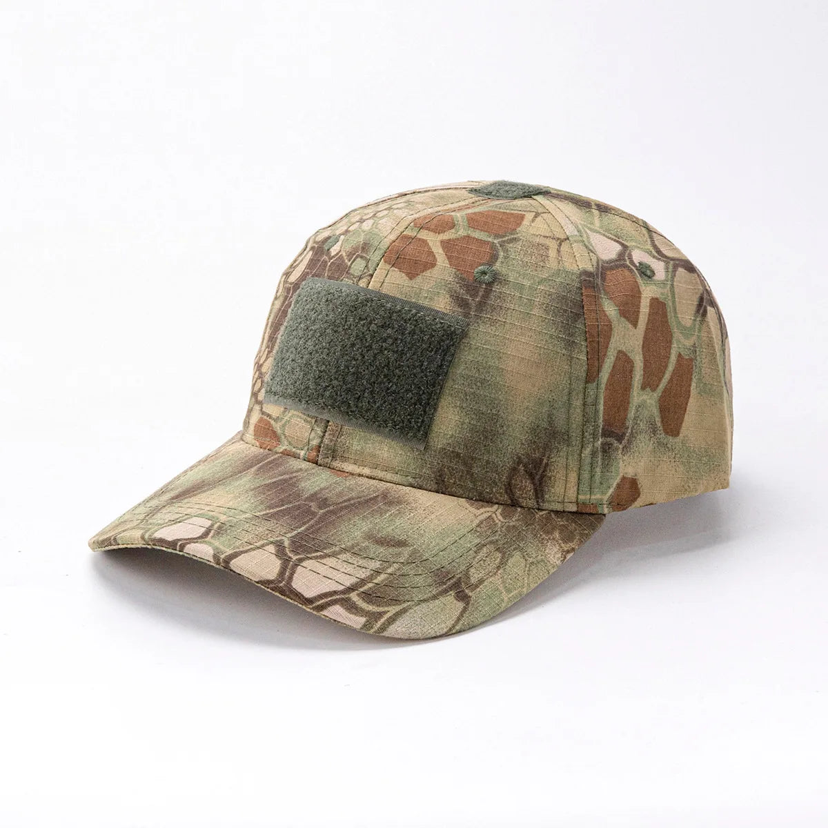 Spring Camo Baseball Cap - Tactical Military Snapback with Hook & Loop Patch Unisex Breathable Sun Hat Outdoor UV Protection