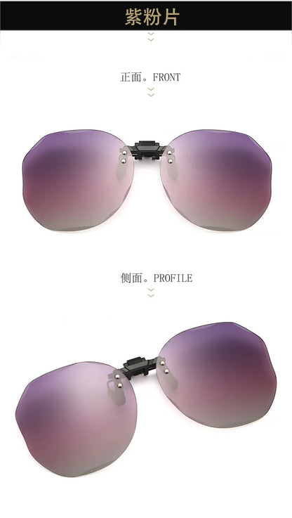 Women Sunglasses Clip-on Polarized Optical Glasses Clip Diamond Cut Mirror Eyeglasses Anti-UV Driving Sunglasses 2026 Trendy