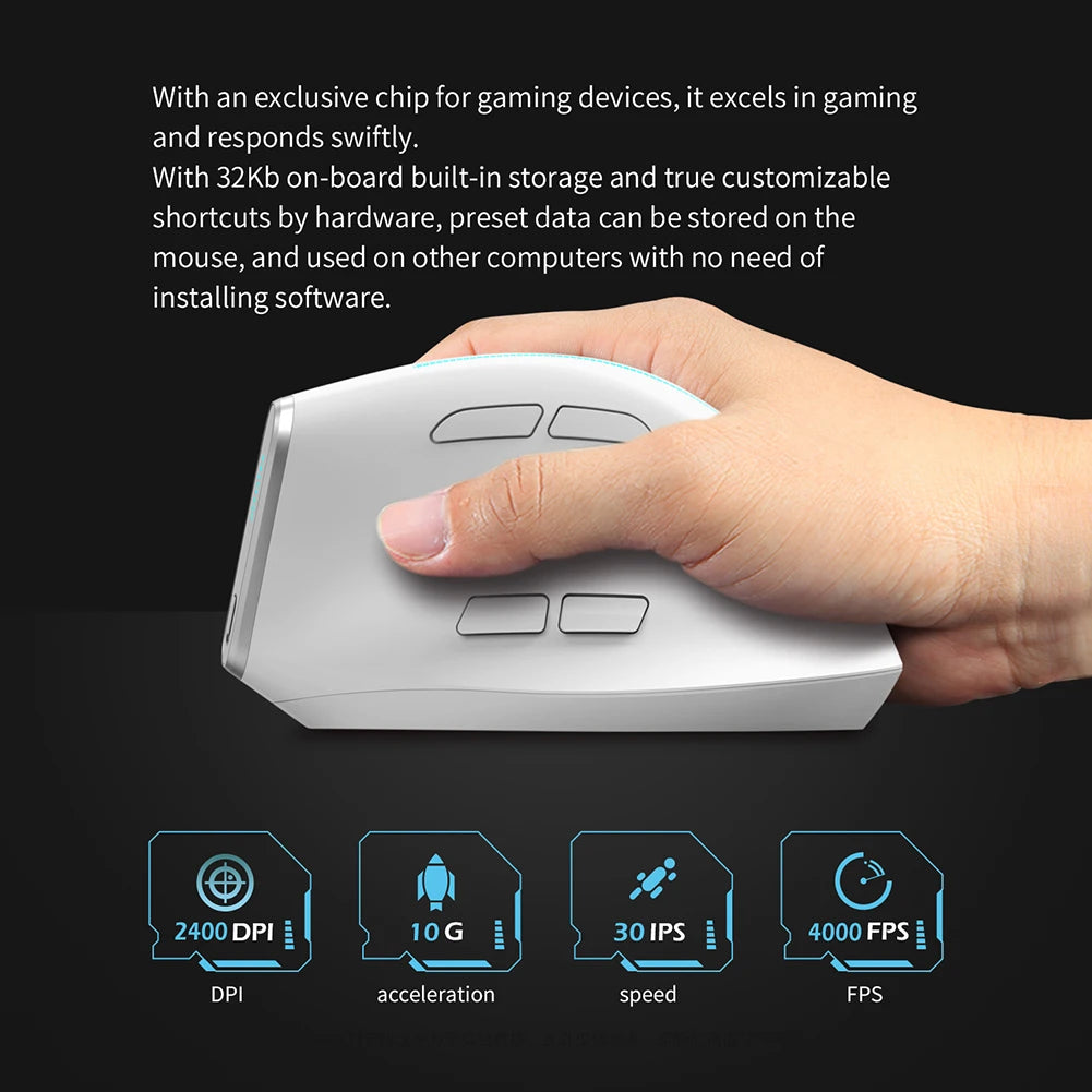 Mouse vertical ergonomic F-36 2.4G+BT1+BT2 wireless pentru mâna dreaptă și stângă, mouse gaming optic USB pentru computer și laptop