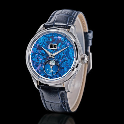 Sugess Watch of Men Moonphase ST2528 Movement Automatic Mechanical Wristwatches Waterproof Sapphire Crystal Titanium Dial S401