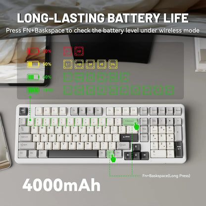 ATTACK SHARK X98 RGB Mechanical Gaming Keyboard with 102 Keys, with Numeric Keypad,Wireless & USB-C Wired Tri-Mode, 4000 mAh