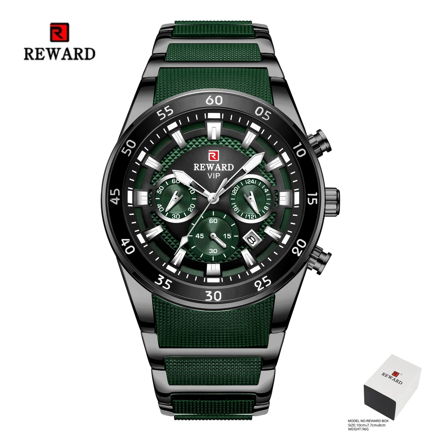 REWARD Men's Watches 81011M Sports Silicone Quartz Men's Watch Waterproof Calendar Chronograph Luminous Watches Men