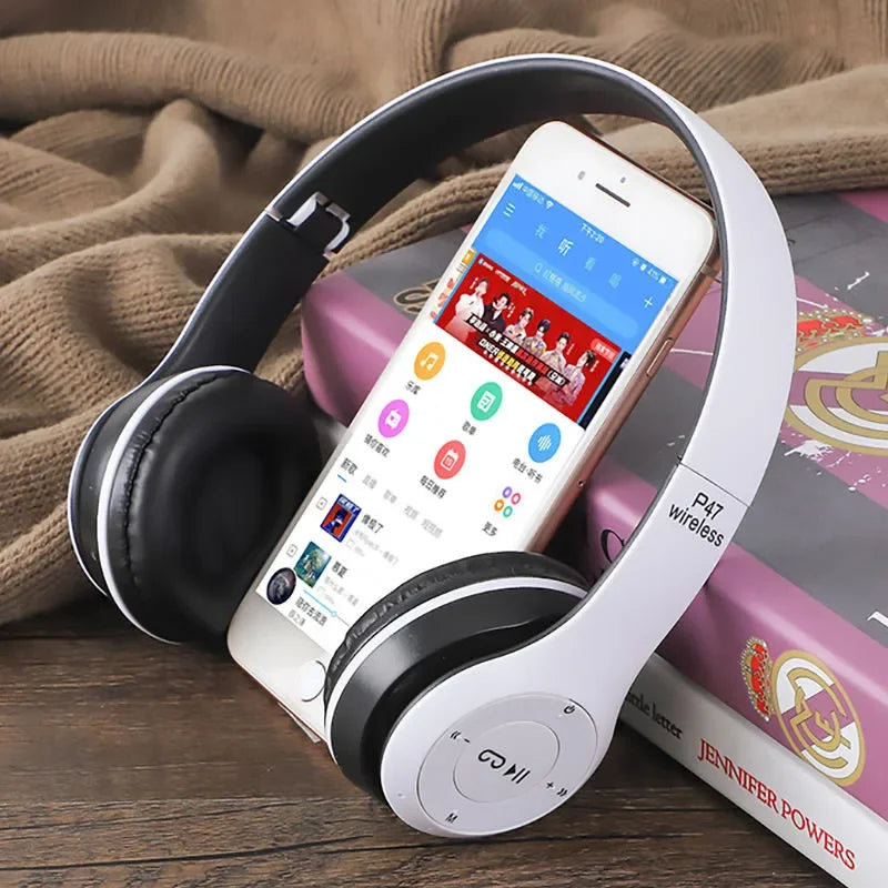 P47 Bluetooth 5.0 Wireless Headphones Foldable HiFi Stereo Bass Headset with Mic, Portable Over-Ear Bluetooth Headphones for Kids, Gaming & Music