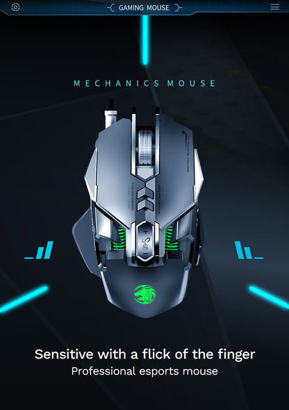 Mouse mecanic cu fir pentru PC gaming esports, RGB, 6400 DPI, atracție magnetică, contragreutate DIY