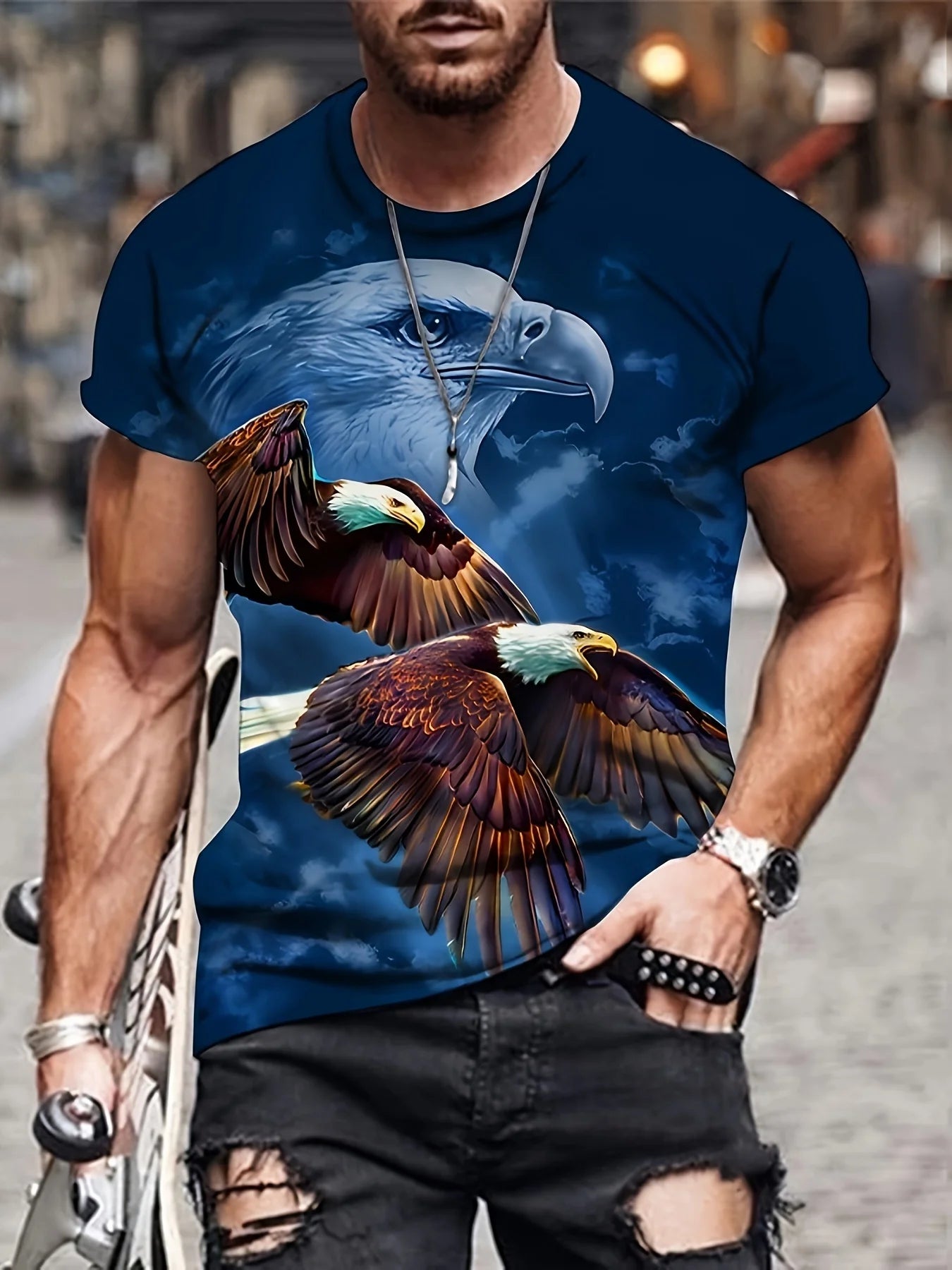 Fashion Eagle Graphic T Shirts Luxury T-Shirt Summer Men's T-Shirts Casual Tops Short Sleeve T-Shirt 3D Printing Men Clothing