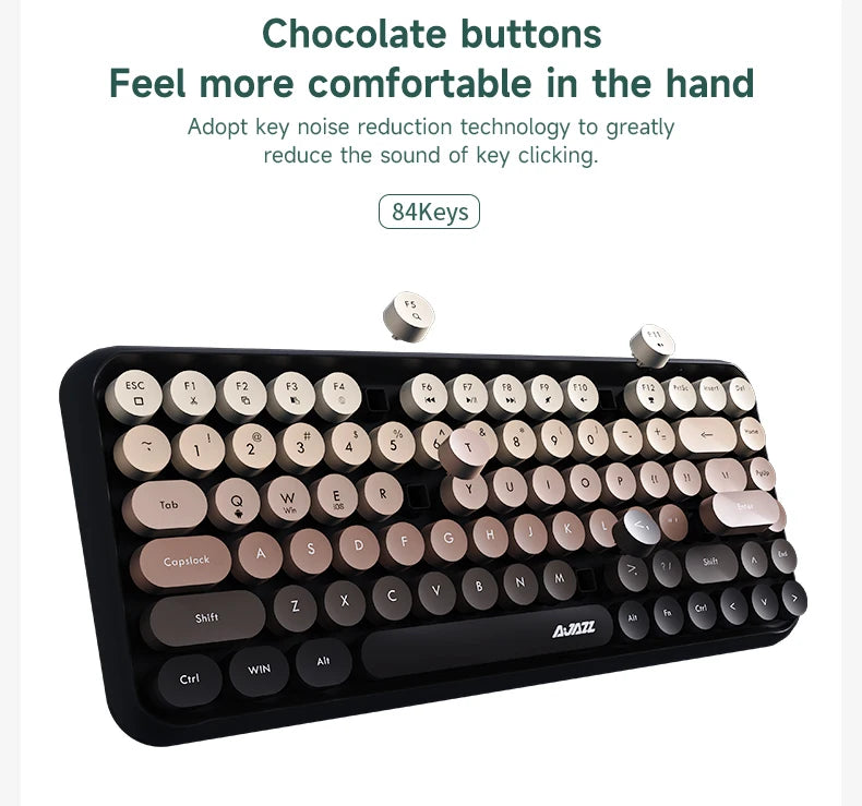 Ajazz 308I Wireless Keyboard 18/84 Keys Round Keycap Bluetooth Keyboard Portable 2.4GHz Numeric Keypad for Tablet Laptop Android