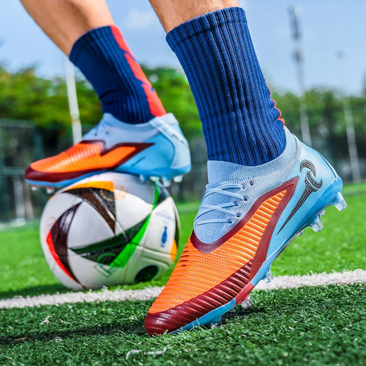 Nouvelles chaussures de football pour hommes, crampons longs antidérapants et respirants pour le sport en extérieur, idéales pour l'entraînement et les matchs, confortables pour adultes