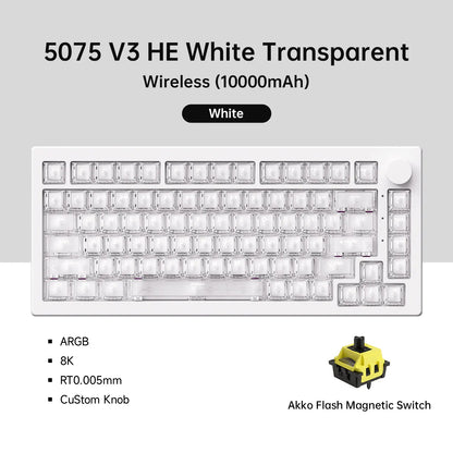 Akko 5075 V3 HE Magnetic Keyboard 75%  Custom Mechanical Gaming Keyboard Rapid Trigger 0.005mm 8K Polling Rate ARGB