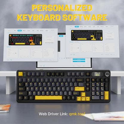 ATTACK SHARK X98PRO Wireless Mechanical Keyboard, Gasket Hot Swappable, PBT Keycaps, LED matrix screen,4000mAh