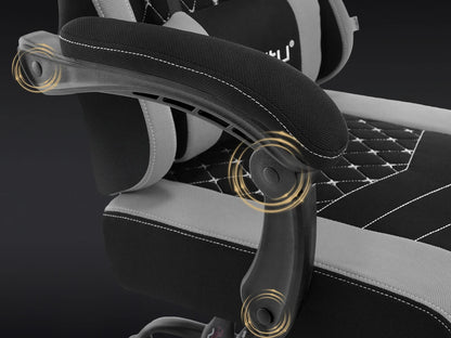 WOLTU snurrbar datorstol med massagefunktion, ergonomisk kontorsstol med kudde och fotstöd, höjdjusterbar gamingstol