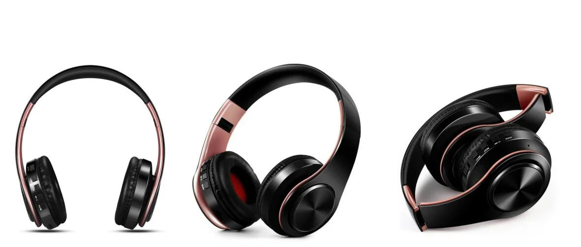 CATASSU Gold Bluetooth Wireless Headphones with Microphone, Stereo Headset, Bluetooth 5.3 Earphones, 40mm HiFi Sound, Foldable Headphones for Android & iOS