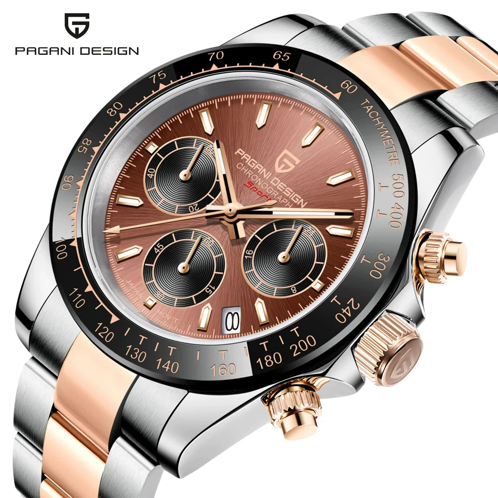 Relógio cronógrafo para homem PAGANI DESIGN – Relógio de pulso de luxo com movimento de quartzo, luminoso e estanque.
